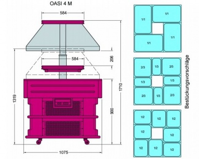 Mazeichnung und Bestckungsvorschlge der Oasi 4 M