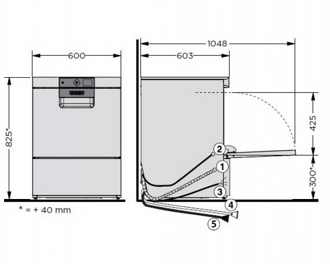 Mazeichnung der Hobart Glsersplmaschine GP-10B